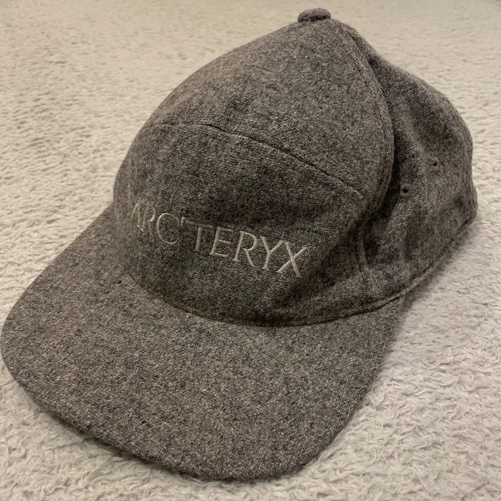 Arcteryx Wool Blend 5 Panel Hat Mens Gray Adjustable Strapback Cap